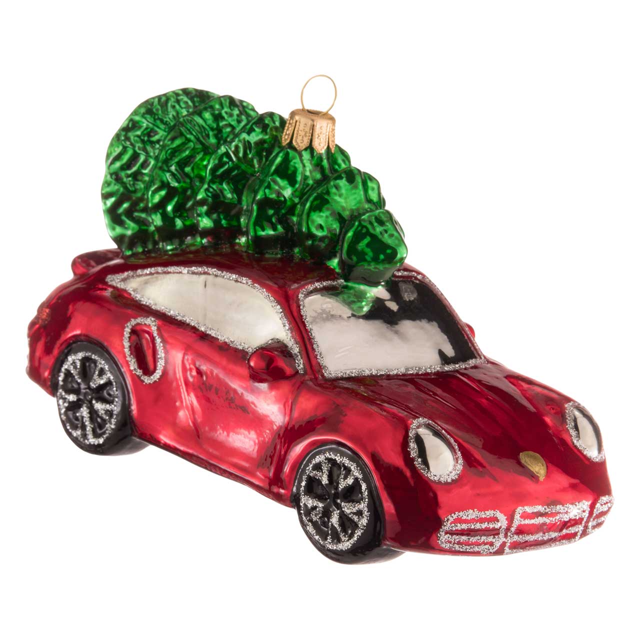 Voiture de sport avec sapin de Noël